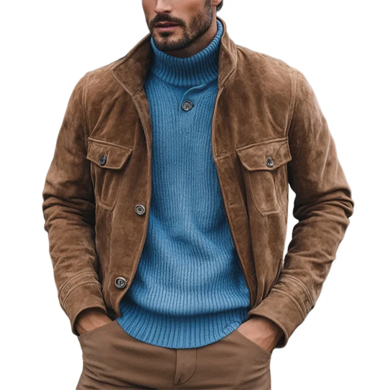 Men's Vintage Suede Button Jacket 90964096U sold by Manly