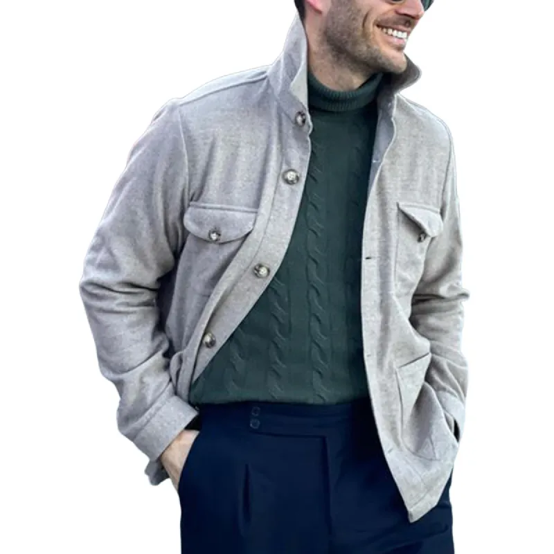 Men's Vintage Light Grey Loose-Fit Button Jacket 16627452U sold by Manly