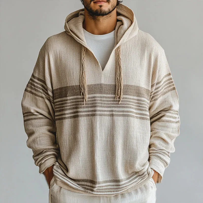 Men's Casual Loose Cotton and Linen Long Sleeve Hoodie 91032621U sold by Manly product image thumbnail 2