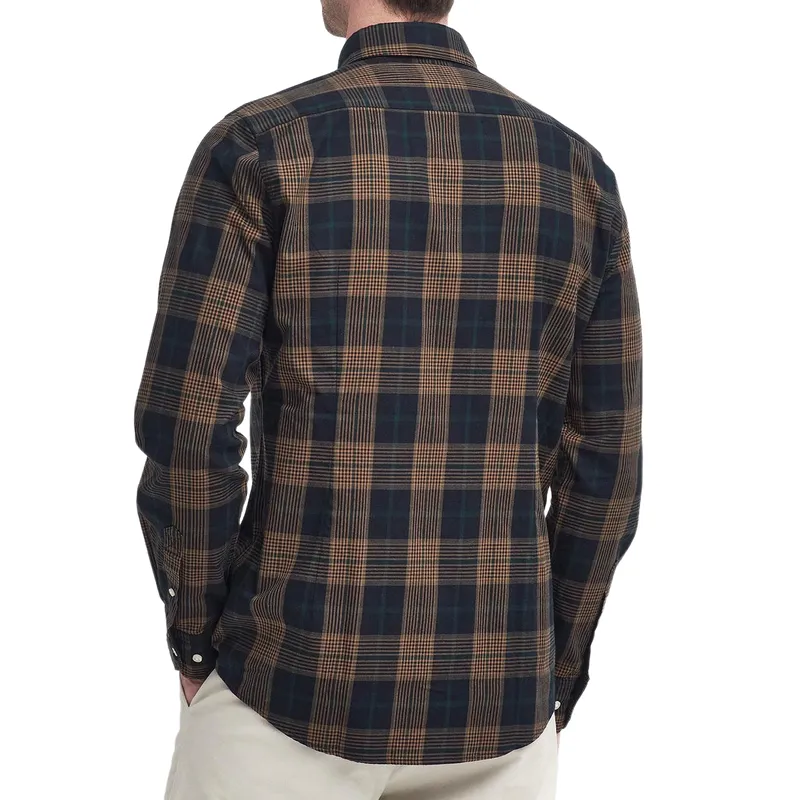 Men's Casual Plaid Slim Lapel Cotton and Linen Long Sleeve Shirt 75956705F sold by Manly product image thumbnail 2