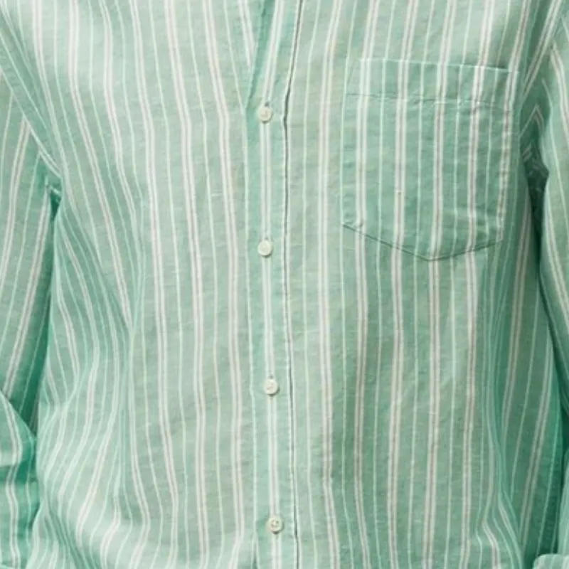 Men's Casual Trendy Lapel Striped Cotton and Linen Long-sleeved Shirt 27126856F sold by Manly product image thumbnail 3