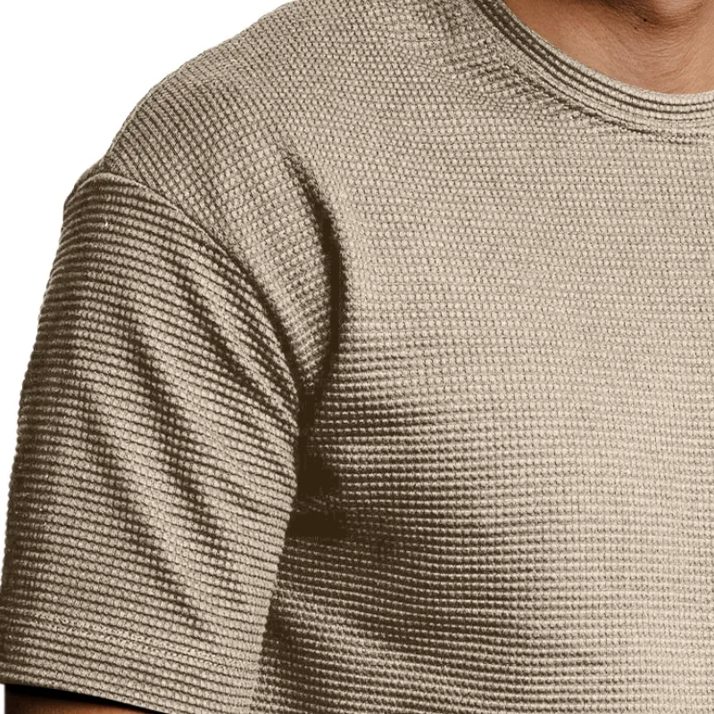 Men's Fashion Waffle Round Neck Short Sleeve T-Shirt 51608379Y sold by Manly product image thumbnail 2