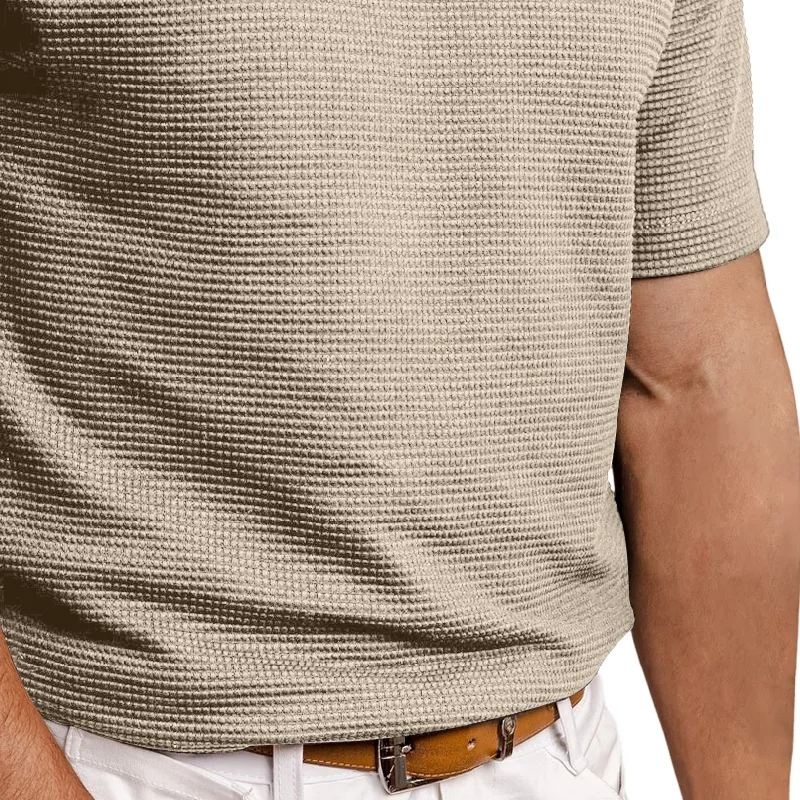 Men's Fashion Waffle Round Neck Short Sleeve T-Shirt 51608379Y sold by Manly product image thumbnail 3