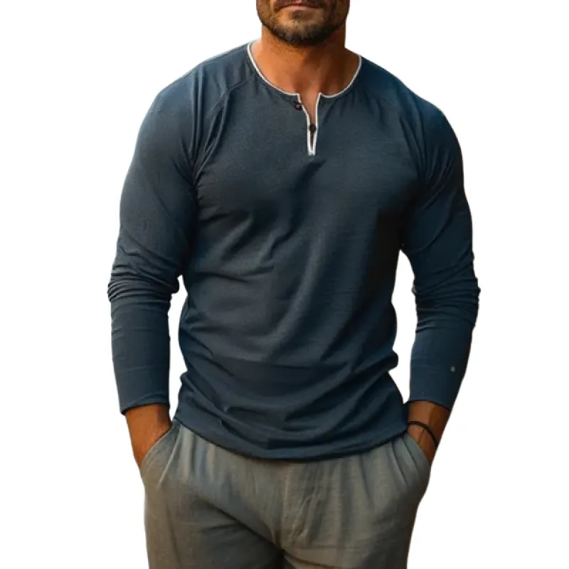 Men's Casual Crew Neck Long-Sleeved T-Shirt 48891796Y sold by Manly