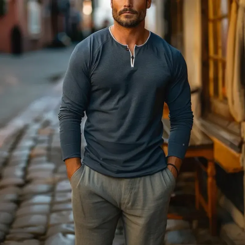 Men's Casual Crew Neck Long-Sleeved T-Shirt 48891796Y sold by Manly product image thumbnail 2
