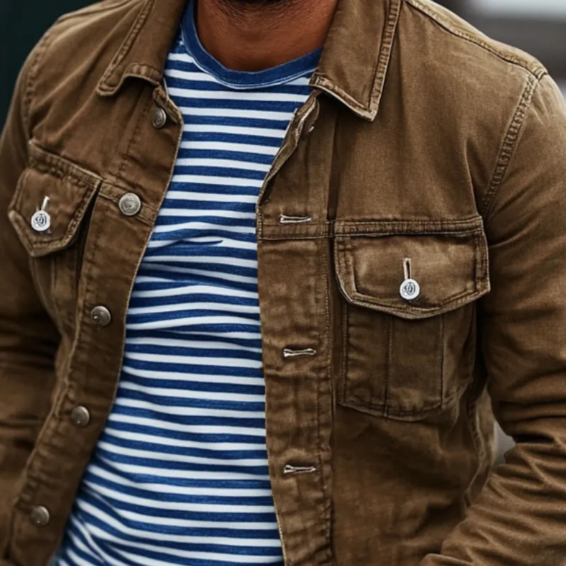 Men's Vintage Washed Lapel Multi Pocket Cargo Jacket 81178138Y sold by Manly product image thumbnail 2