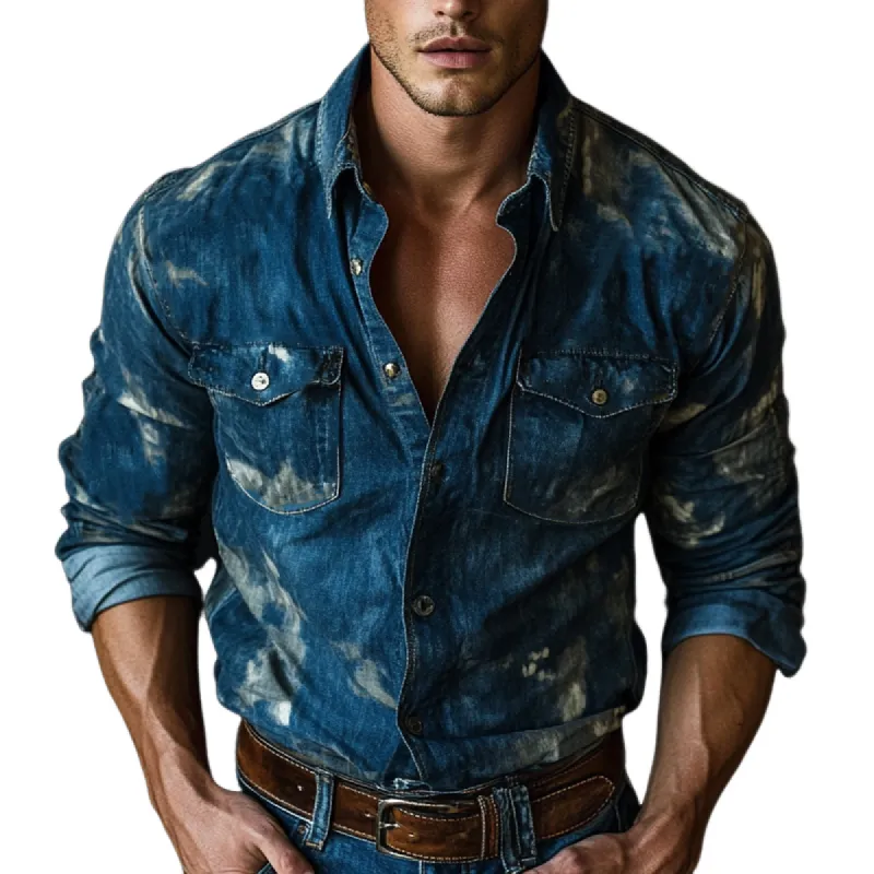 Men's Casual Vintage Print Long Sleeve Shirt 62177748U sold by Manly