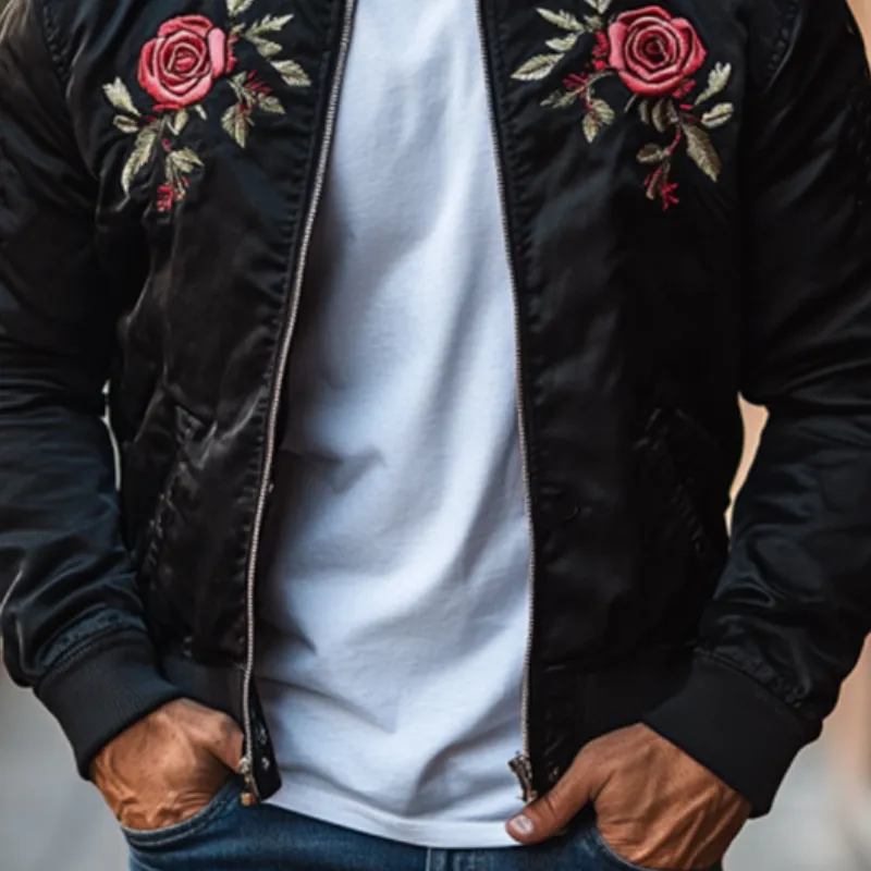 Men's Classic Casual Embroidered Flight Jacket 92247434K sold by Manly product image thumbnail 4