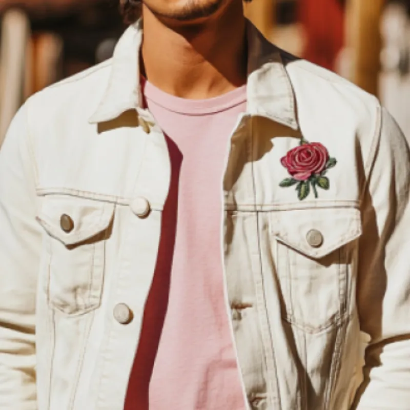 Men's Classic Casual Denim Embroidered Lapel Jacket 17534056K sold by Manly product image thumbnail 3