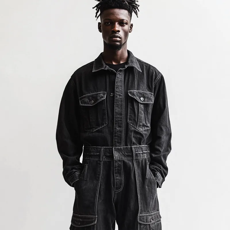 Men's Fashion Denim Long Sleeve Multi-pocket Cargo Jumpsuit 42569909Z sold by Manly product image thumbnail 3