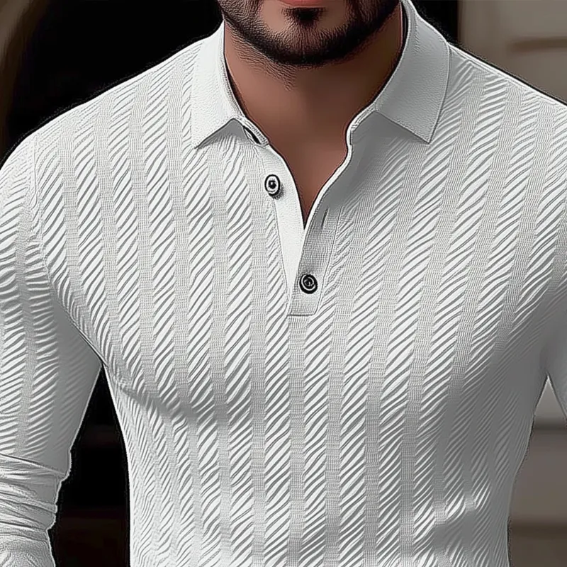 Men's Solid Color Lapel Long Sleeve Casual Polo Shirt 30981542Z sold by Manly product image thumbnail 3
