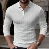 Men's Solid Color Lapel Long Sleeve Casual Polo Shirt 30981542Z sold by Manly