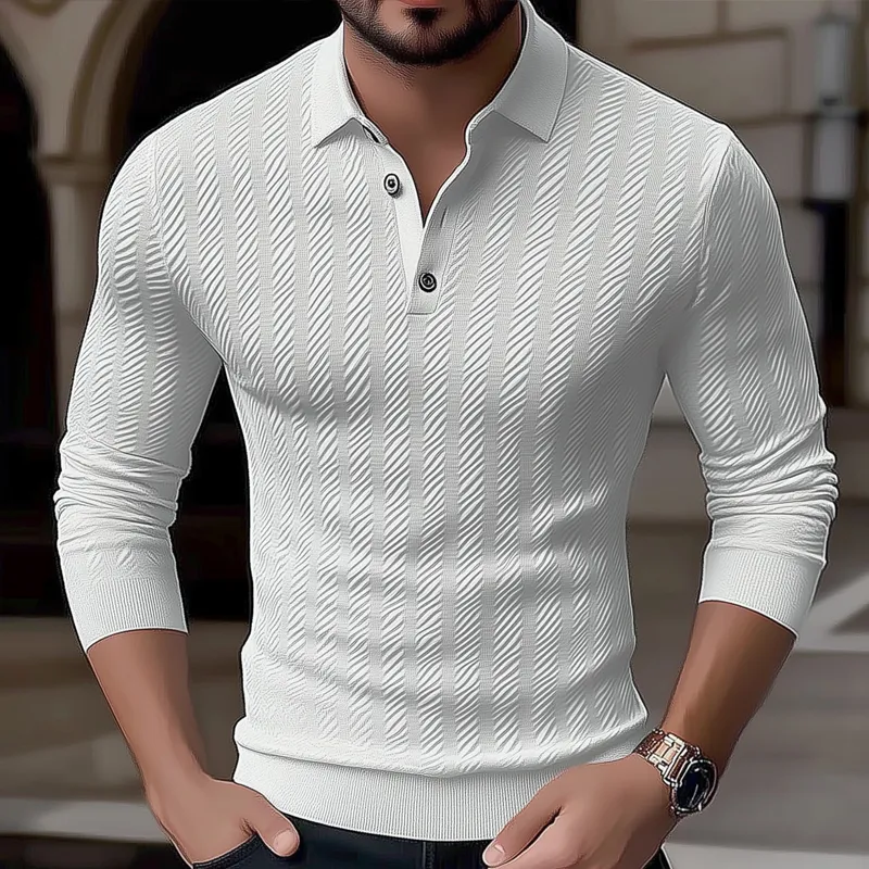 Men's Solid Color Lapel Long Sleeve Casual Polo Shirt 30981542Z sold by Manly product image thumbnail 2