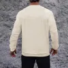Men's Solid Color Striped Round Neck Long Sleeve T-shirt 61136631Z sold by Manly