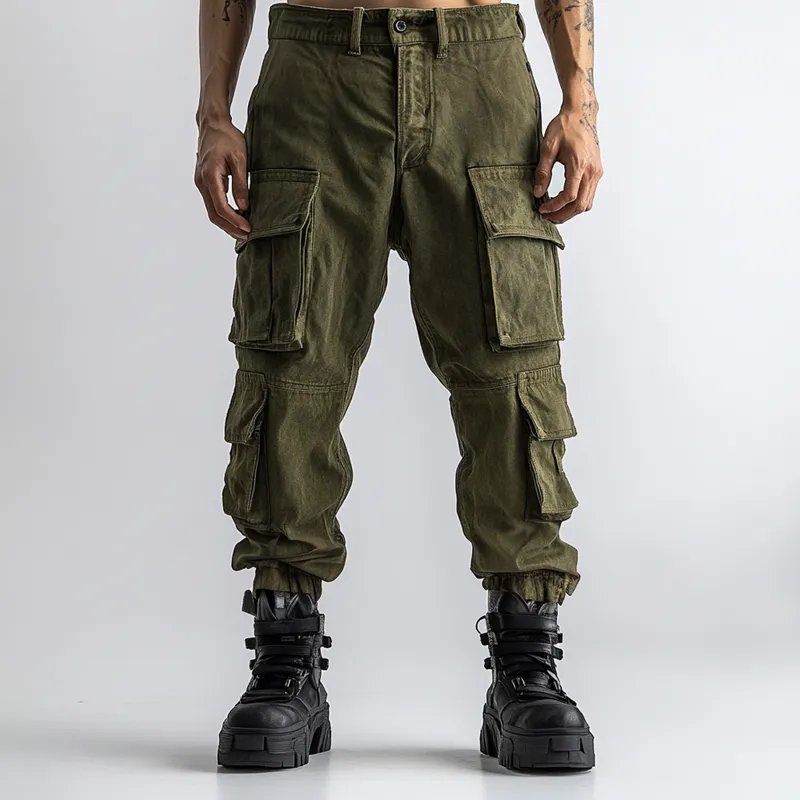 Men's Fashion Distressed Washed Multi-pocket Cargo Pants 78581586Z sold by Manly product image thumbnail 2