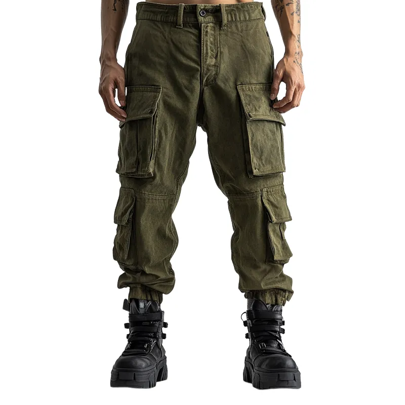 Men's Fashion Distressed Washed Multi-pocket Cargo Pants 78581586Z sold by Manly