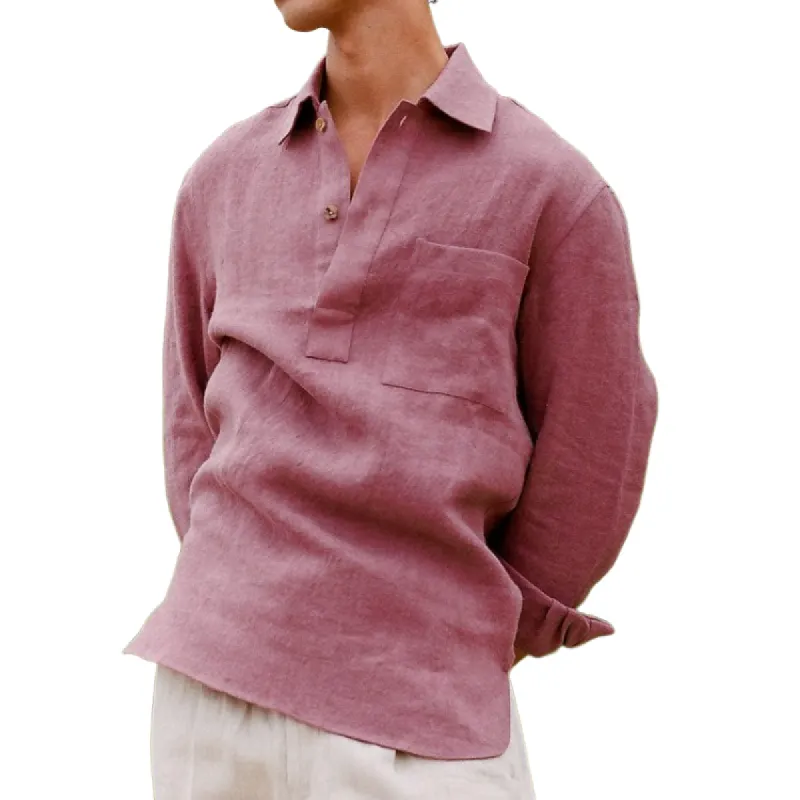 Men's Casual Fashion Lapel Comfortable Long Sleeve POLO Shirt 60314146F sold by Manly