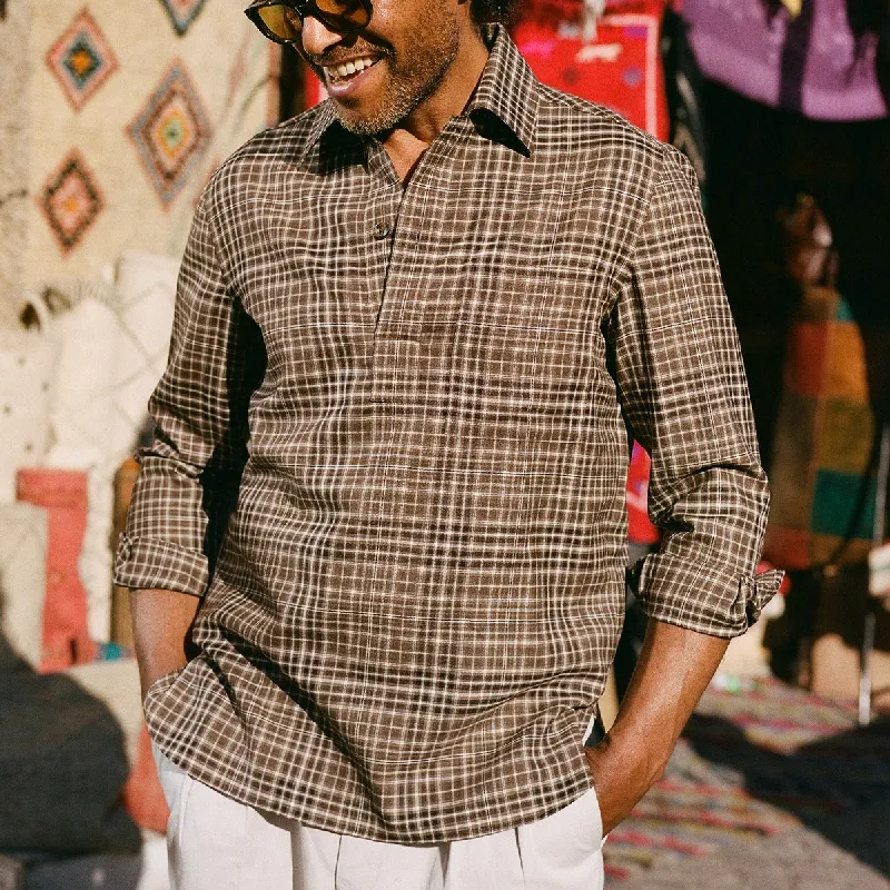 Men's Casual Lapel Plaid Long-sleeved POLO Shirt 58912239F sold by Manly product image thumbnail 2