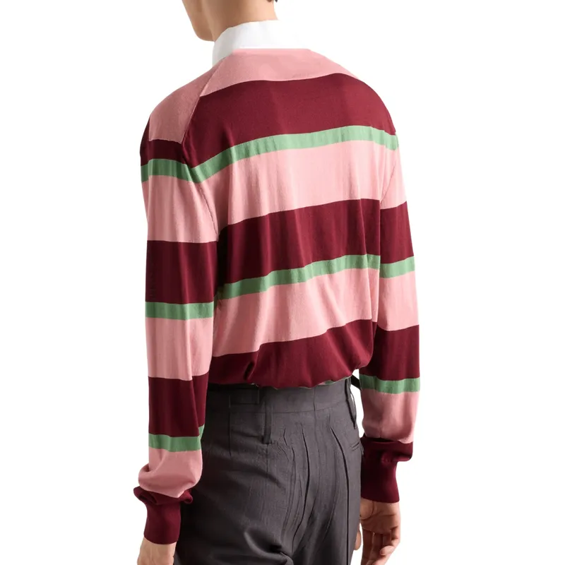 Men's Casual Fashion Striped Contrast Lapel Long-sleeved POLO Shirt 11423282F sold by Manly product image thumbnail 3