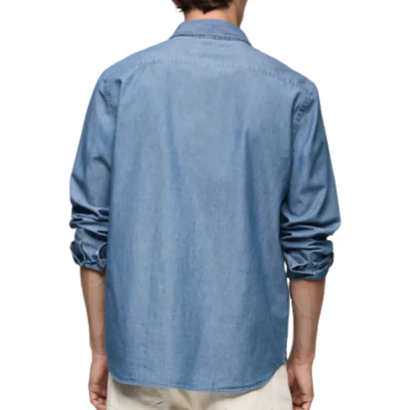 Men's Casual Denim Blue Lapel Long Sleeve POLO Shirt 00789014F sold by Manly product image thumbnail 3