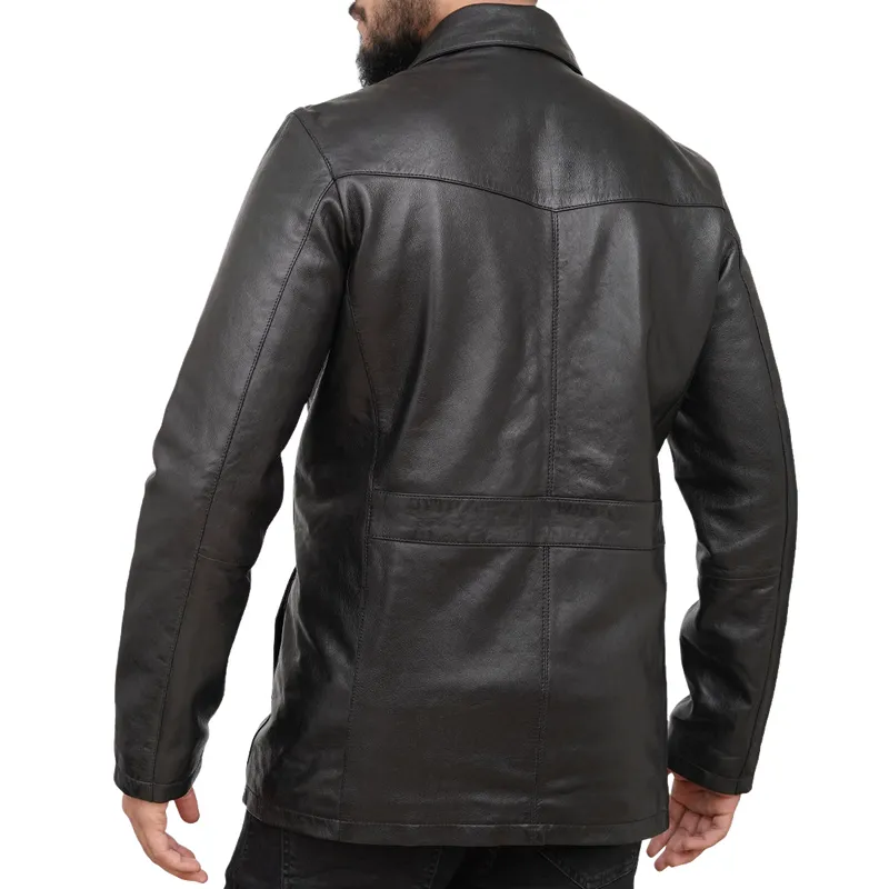 Men's Casual All-match Lapel Single-breasted Leather Jacket 18984189F sold by Manly product image thumbnail 3