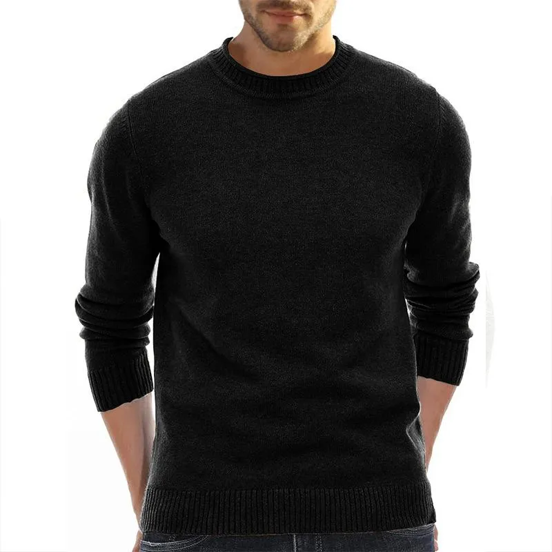 Men's Casual Solid Color Round Neck Long Sleeve Pullover Sweater 40613843M sold by Manly product image thumbnail 4