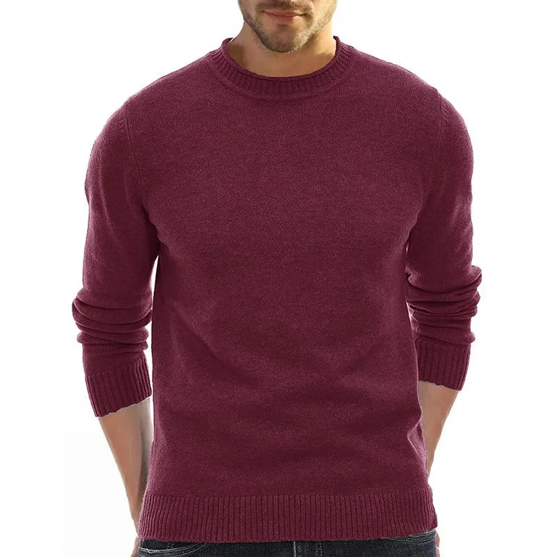 Men's Casual Solid Color Round Neck Long Sleeve Pullover Sweater 40613843M sold by Manly product image thumbnail 3