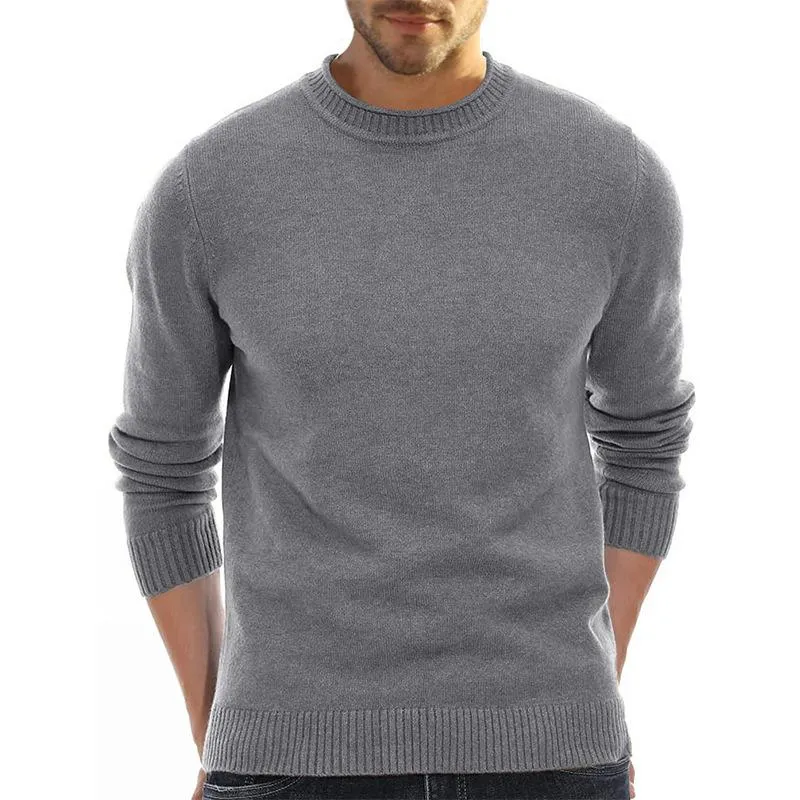 Men's Casual Solid Color Round Neck Long Sleeve Pullover Sweater 40613843M sold by Manly product image thumbnail 2