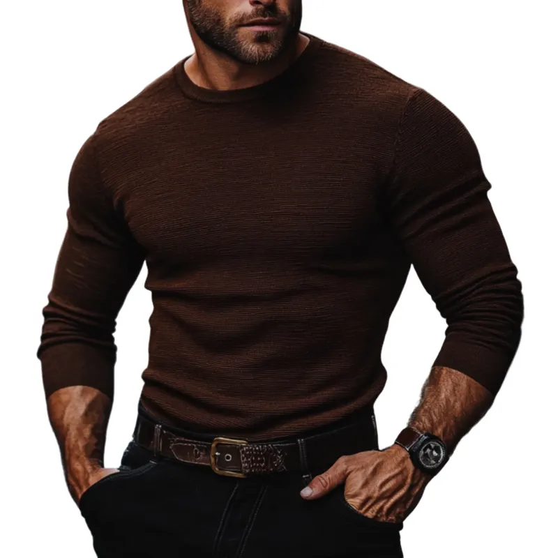 Men's Casual Round Neck Slim Fit Knitted Sweater 37882067M sold by Manly
