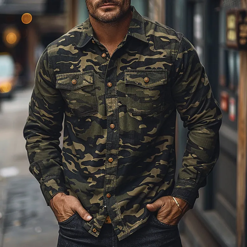 Men's Vintage Camouflage Single Breasted Long Sleeve Shirt 31294168X sold by Manly product image thumbnail 2