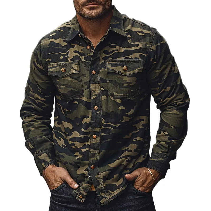 Men's Vintage Camouflage Single Breasted Long Sleeve Shirt 31294168X sold by Manly