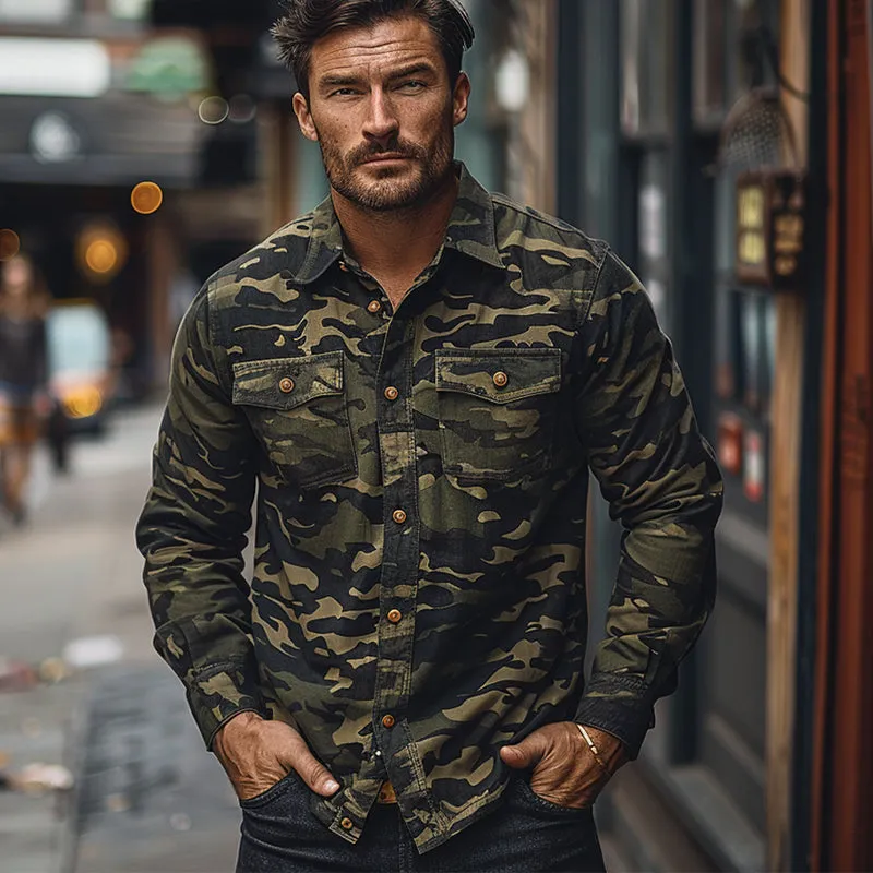 Men's Vintage Camouflage Single Breasted Long Sleeve Shirt 31294168X sold by Manly product image thumbnail 3