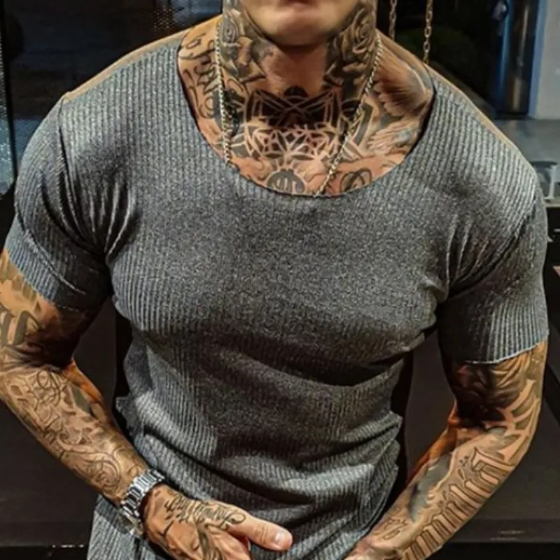 Men's Classic Casual Round Neck Slim Fit Short-sleeved T-shirt 79586148K sold by Manly product image thumbnail 3