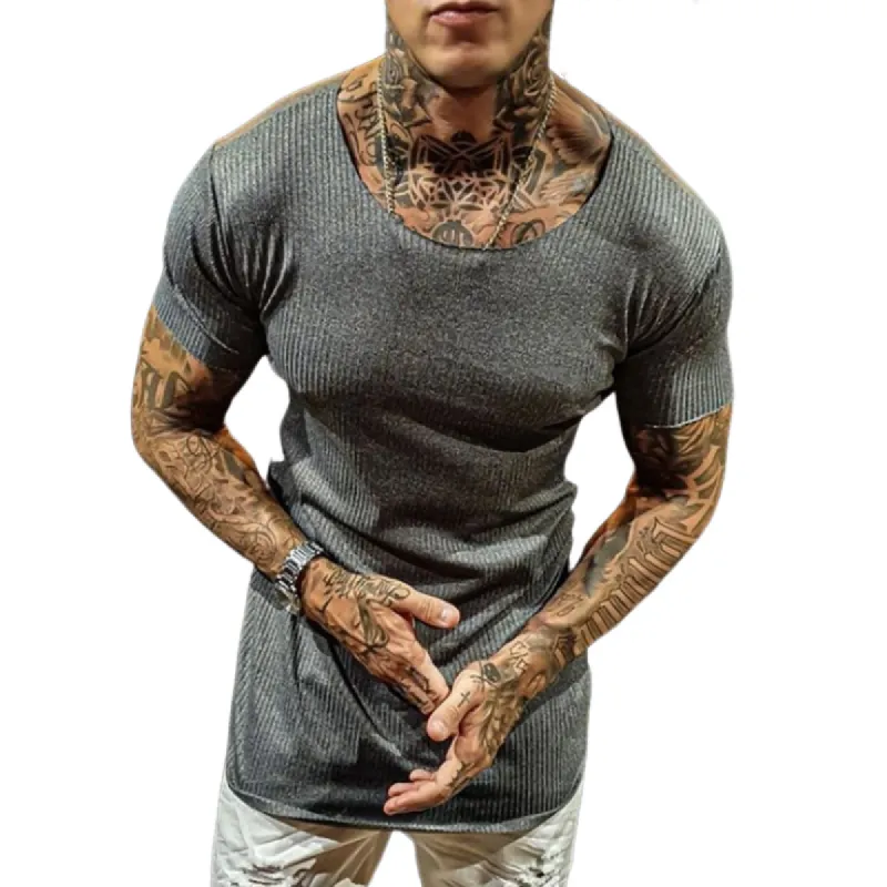 Men's Classic Casual Round Neck Slim Fit  Short-sleeved T-shirt 79586148K sold by Manly
