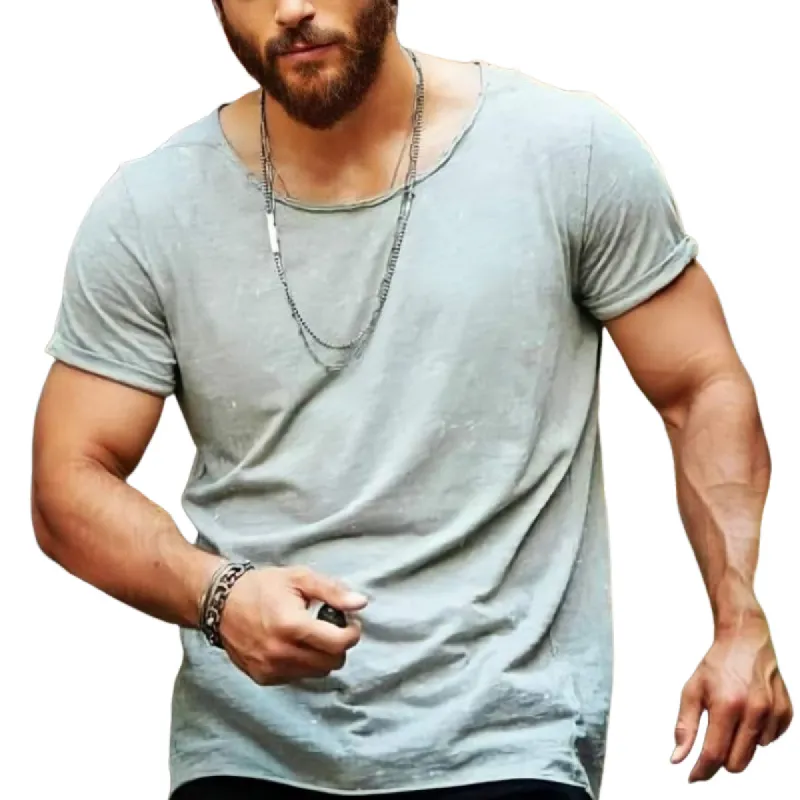 Men's Classic Casual Round Neck Slim Fit Bamboo Cotton Short Sleeve T-Shirt 19215372K sold by Manly