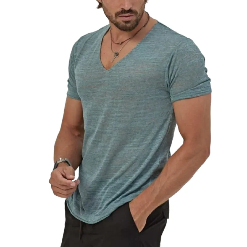 Men's Classic Casual V-Neck Slim Fit Bamboo Cotton Short Sleeve T-Shirt 65750604K sold by Manly