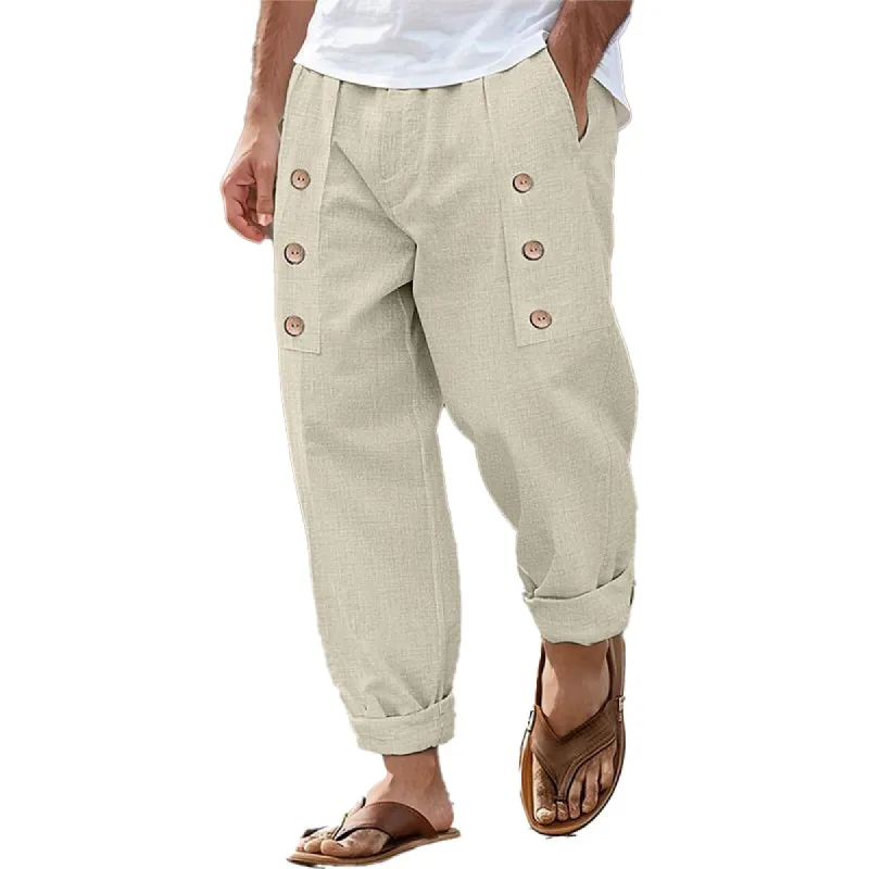 Men's Solid Color Double-breasted Casual Pants 57367876X sold by Manly