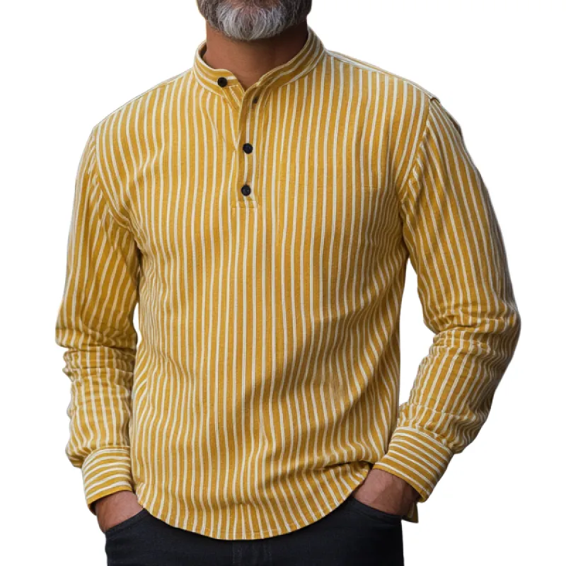 Men's Casual Trendy Striped Henley Shirt 31672766F sold by Manly