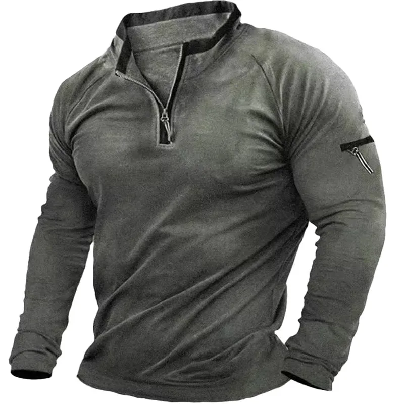 Men's Retro Skin-friendly Zipper Neck Sweatshirt 66234360U sold by Manly product image thumbnail 2