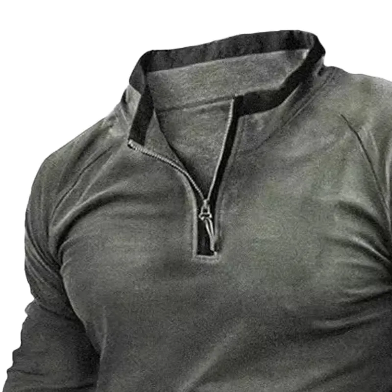 Men's Retro Skin-friendly Zipper Neck Sweatshirt 66234360U sold by Manly product image thumbnail 3