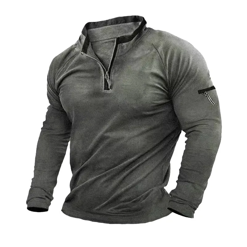 Men's Retro Skin-friendly Zipper Neck Sweatshirt 66234360U sold by Manly