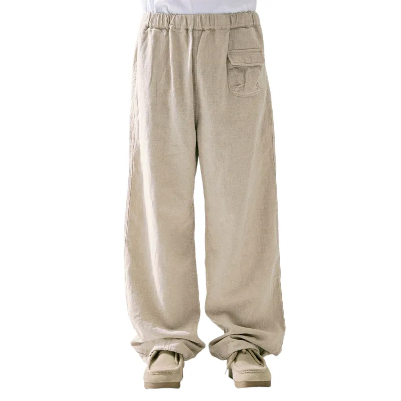 Men's Casual Loose Linen Elastic Waist Floor-length Pants 79160560U sold by Manly