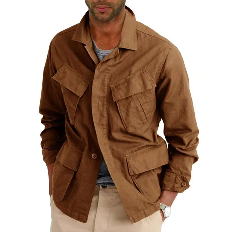 Men's Casual Cotton and Linen Multi-pocket Blazer 83281843X sold by Manly