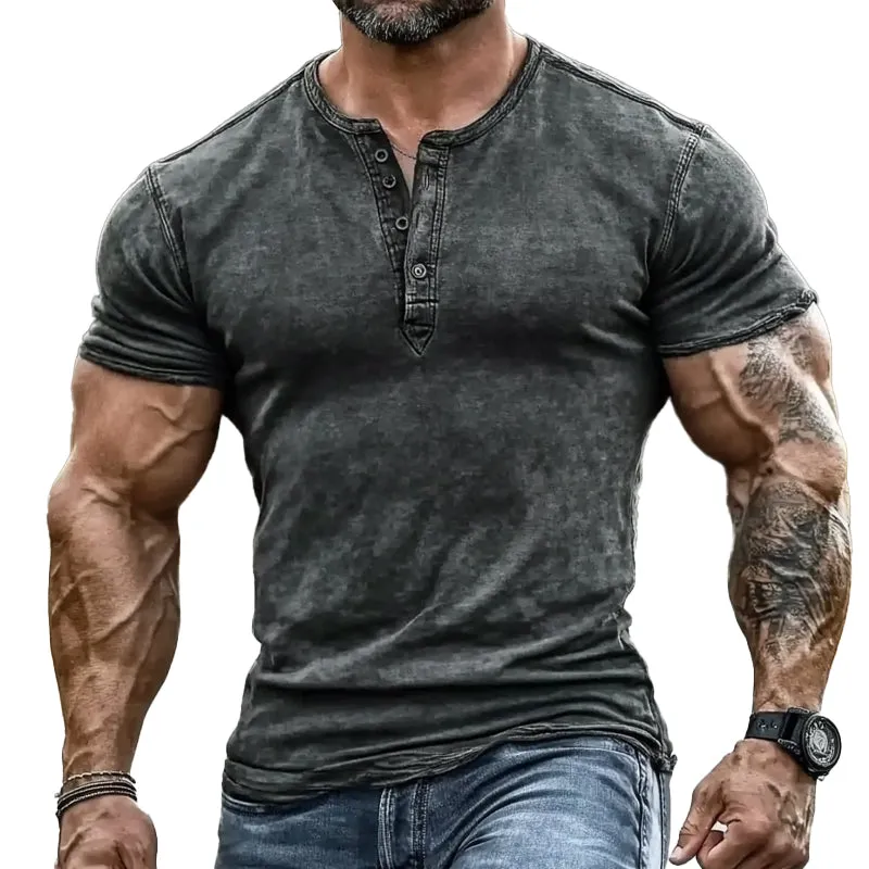 Men's Vintage Short Sleeve Henley Neck T-Shirt 63471828X sold by Manly