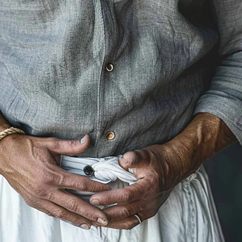 Men's Cotton and Linen Stand Collar Long Sleeve Shirt 92971542X sold by Manly product image thumbnail 3