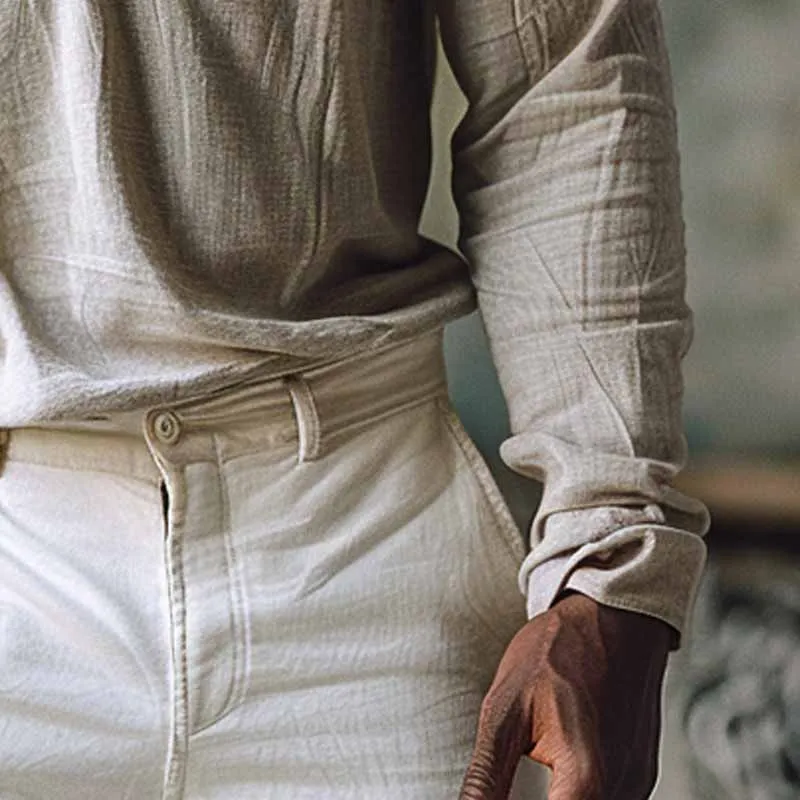 Men's Casual Cotton V-neck Long Sleeve T-shirt 23138024X sold by Manly product image thumbnail 3