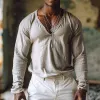 Men's Casual Cotton V-neck Long Sleeve T-shirt 23138024X sold by Manly