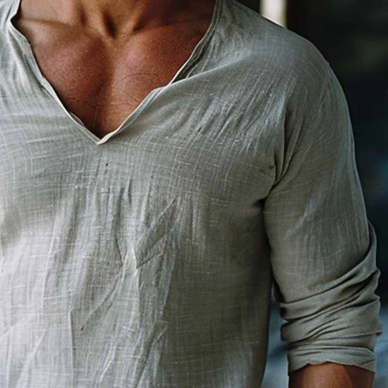 Men's Vintage Cotton V-Neck Long Sleeve T-Shirt 74889629X sold by Manly product image thumbnail 3