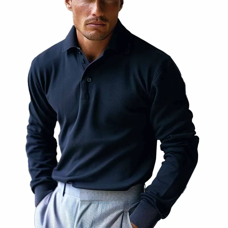 Men's Solid Color Casual Lapel POLO Shirt 21518620X sold by Manly