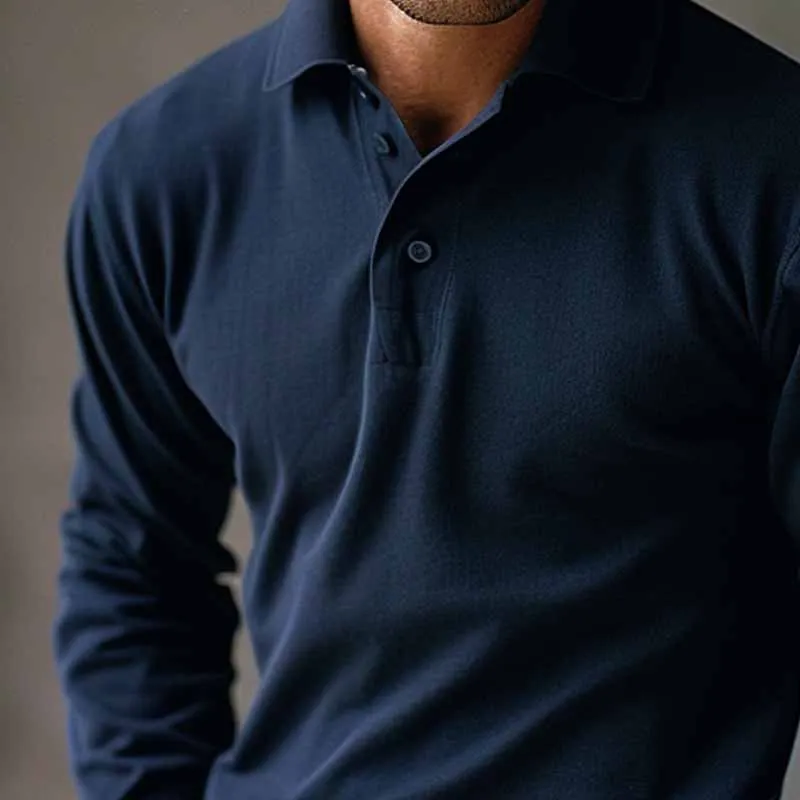 Men's Solid Color Casual Lapel POLO Shirt 21518620X sold by Manly product image thumbnail 3